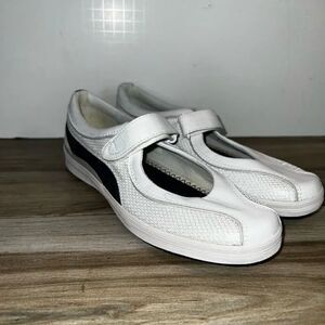 Keds Womens Inspire Mary Janes Comfort Shoes Sz 8.5 White Blue Leather Hook/Loop